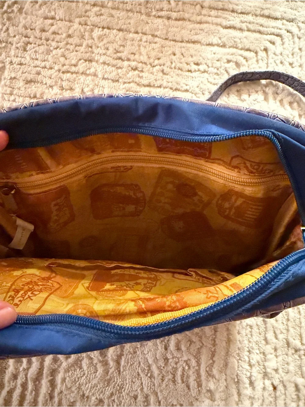 Samantha Brown Blue Crossbody Bag with Croc-Embossed Trim